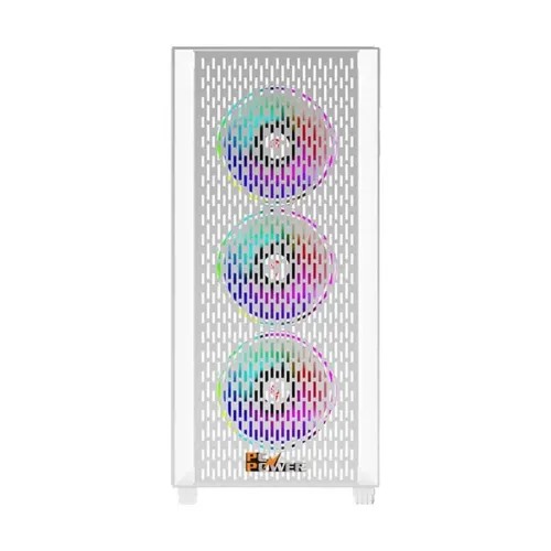 PC Power Flow White Light Mesh Mid Tower Gaming Casing