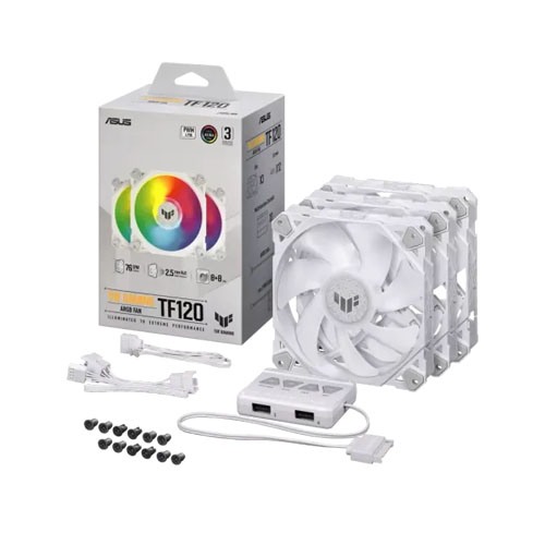 ASUS TUF Gaming TF120 ARGB White Triple Casing Fan Kit with ARGB Controller