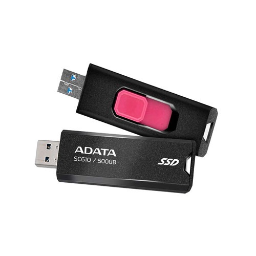 Adata SC610 500GB USB 3.2 Portable External SSD Black 