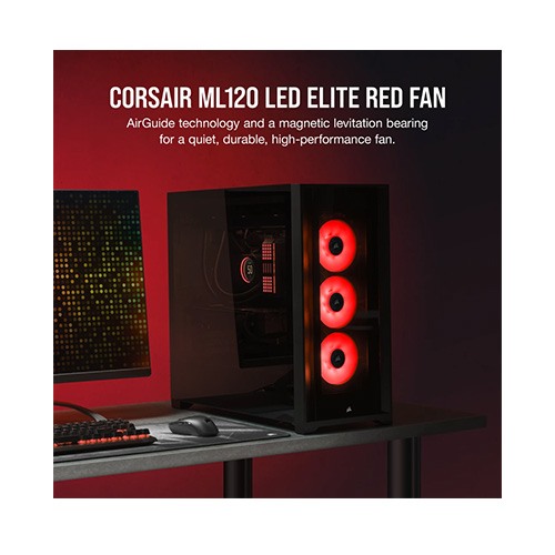 CORSAIR ML120 LED ELITE Red Premium 120mm PWM Magnetic Levitation Fan (Black)